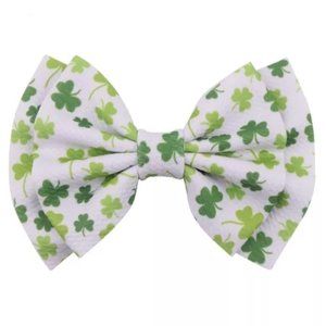 St Patrick's Day Shamrock Girls Hair Bow Clip 6 Inches